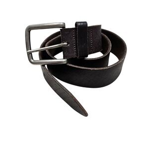 Zara Leather Belt Mens 32 Dark Brown Textured Embossed Casual Rugged Style